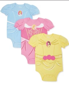 Set of 3 Disney Princess Baby Bodysuit Size 18 Months Belle, Aurora, Cinderella - Picture 1 of 6