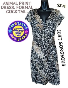 ABITO DONNA STAMPA ANIMALIER. MARRONE NERO. Marca JFW. COCKTAIL FORMALE FESTA. Taglia M. - Foto 1 di 15