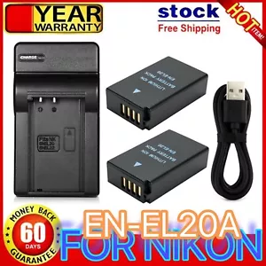 2 Battery Pack + USB Charger For Nikon Coolpix P950 P1000 A EN-EL20 EN-EL20a New - Picture 1 of 5
