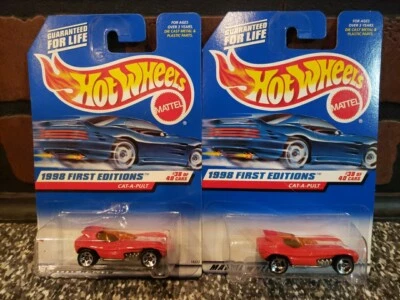 Lot Of 2 - Hot Wheels 1998 First Editions Cat-A-Pult #681 #38 of 40 Red Whl Vari - Image 1 of 4