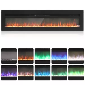 60" Elektrokamin Wandkamin Elektrischer Kamin mit Timer LED Flammeneffekt 1800W - Bild 1 von 11