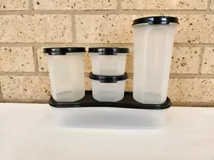 New and Used Tupperware Modular Mates Oval Rounds Black Seal Set of 5 - Picture 1 of 6
