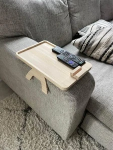 Wooden Sofa Armrest Tray, Couch Arm Tray Table Sofa Arm Clip Table Foldable Wood - Picture 1 of 8