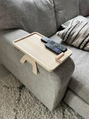 Wooden Sofa Armrest Tray, Couch Arm Tray Table Sofa Arm Clip Table Foldable Wood - Image 1 of 4