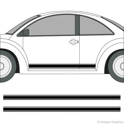 Rocker Panel Racing Stripes 3M Vinyl Decal Kit for Volkswagen Beetle - Image 1 of 4