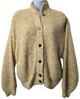 Vintage lata 80. Gruby dzianinowy wełniany sweter M Kardigan Żółty KIESZENIE Babcia Core LizSport
