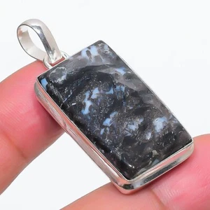 Ciondolo pietra preziosa agata muschio fatto a mano regalo del Ringraziamento... - Foto 1 di 7