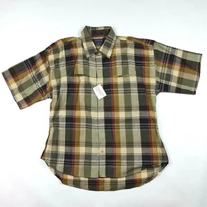 90s Preppy Plaid Short Sleeve Men's Size M Button Up Woven Vintage Grunge Shirt  - Bild 1 von 9