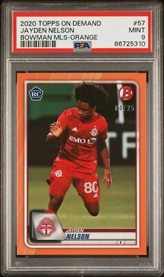 2020 Topps On Demand Bowman MLS Jayden Nelson Rookie Orange #/25 PSA 9 - Image 1 of 2