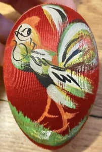 Red Rooster Easter Egg Candy Container Greece Trinket Box Vintage Cardboard - Picture 1 of 3