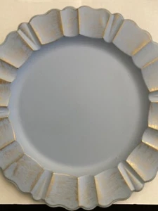 MAONAME Set of 6 Gold Dusty Blue Charger Plates, 13” Round Plastic Dinner Plate - Picture 1 of 3