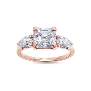 2.25 Ct 3-Stone Engagement Ring For Women Lab Created Moissanite Sterling Silver - Picture 1 of 9