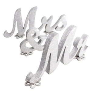 Madera Mr & Frau Adornos Hombre Novia Decoración Mesa Para La Boda - Imagen 1 de 6