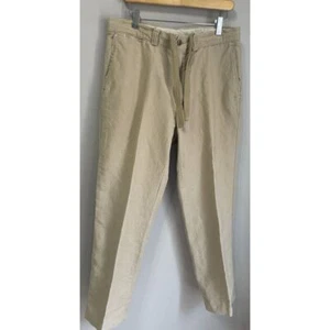 VTG Polo Ralph Lauren Beige Pants Men 33x30 Linen Blend Suffield Fit 32x28 - Picture 1 of 24