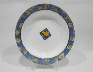 ❤️ NMC Corelle WATERCOLORS 15-oz BOWL Flat Rimmed SOUP PLATE *Blue Scrolls - Picture 1 of 4