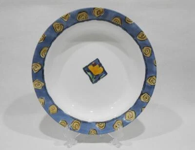 ❤️ NMC Corelle WATERCOLORS 15-oz BOWL Flat Rimmed SOUP PLATE *Blue Scrolls - Image 1 of 4