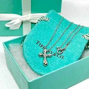 Collana piccola ciondolo croce Elsa Peretti Tiffany & Co. quasi come nuova argento con scatola - Foto 1 di 8