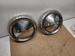 1960 1961 1962 1963Ford Falcon & Econoline van wheel Dog Dish Hub Caps oem Set 2 - Picture 1 of 8