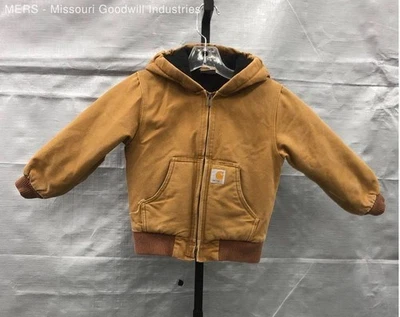 Child's Carhartt Toddler Brown Solid Hooded Coat Jacket Outerwear Size 4 - Image 1 of 4