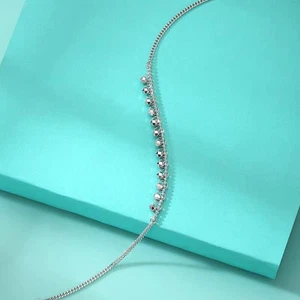 Pure PT950 Platinum 950 Chain Women Laser Beads Link Bracelet 3.2-3.3g 6.7-7.5in - Picture 1 of 4