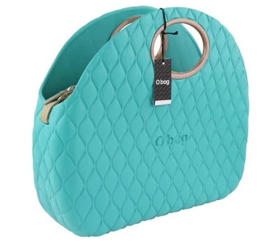 O BAG Moon Damen Tasche OS Blau Mint Struktur Stepp Rundgriff Logo Innentasche - Bild 1 von 4
