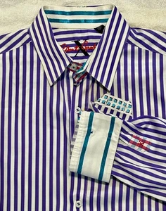 Robert Graham X Hemd Herren Large Lila Gestreift Langarm Designer Elegant - Bild 1 von 12