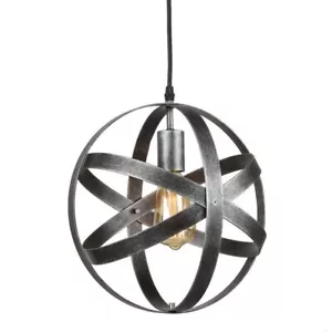 Industrial Metal Spherical Antique Silver Pendant Displays Hanging Lighting - Picture 1 of 9