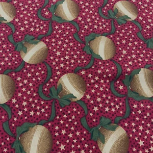 Fingerhut Stoff-Weihnachten Punch-rot mit Sternen & Gold Rd Ornamente-2-1/2 Yard - Bild 1 von 1