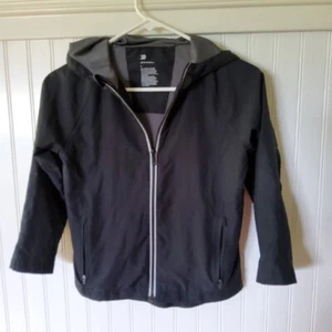 All In Motion Boys Windbreaker Jacket S Black Full Zip Hoodie Water Resistant - Picture 1 of 10
