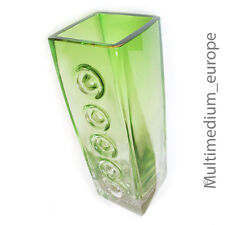 Große dekorative 60er Jahre grüne Glas Vase Op Pop Art Space Age Blockvase
