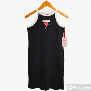 Justice High Neck Dress Girl Kids Large (12/14) Black Ribbed Stretchy Neutral - Picture 1 of 8