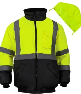 Reflective ANSI Class 3 High Visibility Winter Bomber Jacket Waterproof Fleece - Image 1 of 4