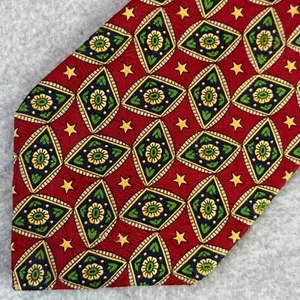 Cravatta Tommy Hilfiger rossa seta italiana made in USA verde diamante/geometrica 58x4 - Foto 1 di 8