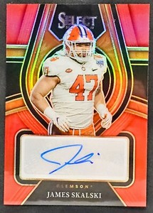 2022 Panini Select Draft Picks James Skalski Red Prizm Auto #RS-JSK Clemson