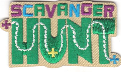 SCAVANGER HUNT Iron On Patch Game Entertainment Fun  - Image 1 of 2