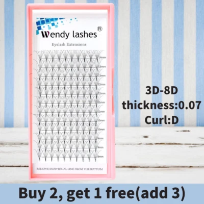 Pre Made Russian Lashes Volume Eyelash Extensions Mixed 8-14mm Wendy Lashes