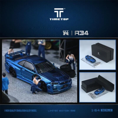 TimeTop 1:64 34 Chrome Blue Carbon Diecast Model Car - Image 1 of 4