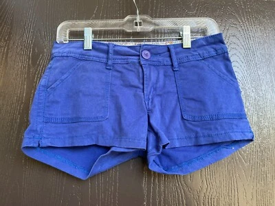 Papaya Premium Shorts S Blue Cotton Mid-Rise Womens w/ back button pockets - Image 1 of 4