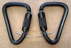 (2er-Pack) Fusion Climb Azteken-Karabiner groß birnenförmig schwarz automatisch abschließbar Stahl - Bild 1 von 5