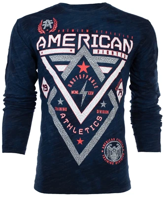 AMERICAN FIGHTER Men's T-Shirt Thermal ALASKA PATTERN Navy Elephant Print S-3XL - Image 1 of 4