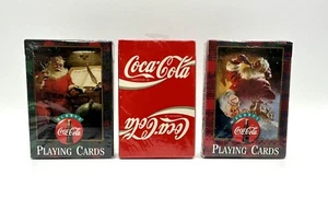 SET OF 3  Coca Cola Playing Cards Deck - Santa Holiday 1997 & Trademark SEALED - Picture 1 of 17