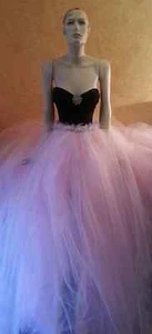 Black & Pink Cinderella Corset Tulle Tutu Natural Waist Bridal Wedding Ball Gown - Picture 1 of 10
