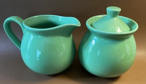 Waechtersbach Pottery Germany Fun Factory Rare Green Creamer & Sugar Bowl w/ Lid - Picture 1 of 7
