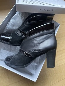 HISPANITAS BRAND NEW BLACK LEATHER ANKLE BOOTS BOOTIES sz40 RRP $275 Now $50 - Picture 1 of 10