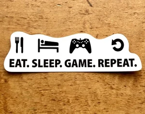FUNNY LAPTOP STICKER *EAT SLEEP GAME REPEAT* VIDEO GAMES MINECRAFT POKÉMON PS5 - Picture 1 of 3