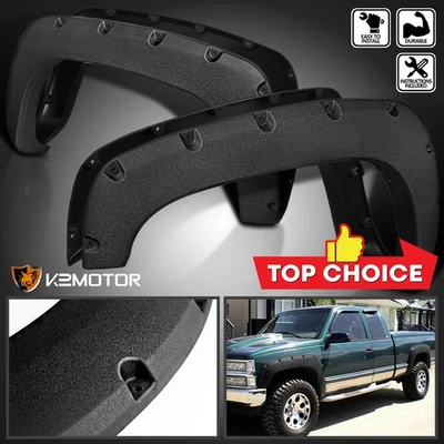 Fits 1988-1998 Chevy GMC C/K 1500 Rugged Textured Pocket Style Fender Flares 4PC Foto 1 de 4