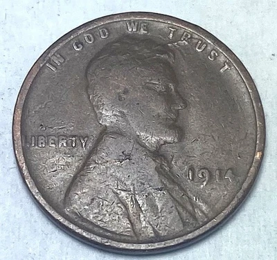 1914-P LINCOLN PENNY - ONE CENT - LAMINATION CRACKS - BOTH SIDES - ERROR - Image 1 of 2