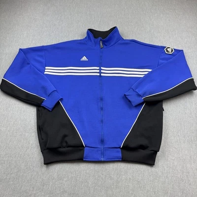 Adidas куртка мужская очень большой синий черный в полоску трек полный молнии футбольное пальто - Изображение 1 из 4