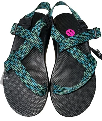 Chaco JCH108685 男式 11 绑带绿色黑色蓝色可调节远足凉鞋 全新! — 第 1/4 张图片