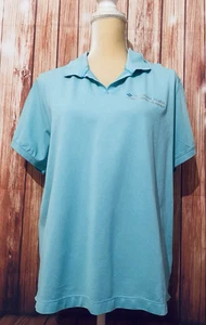 Women’s XL Polo Lands End Light Blue Short Sleeves V Neck Collared 100% Cotton - Picture 1 of 13